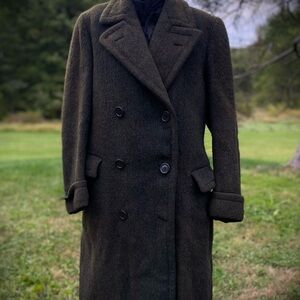 Double-Breasted heavy vintage Dark Green Wool Coat
